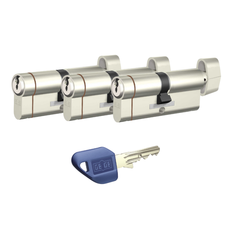 Dormakaba Gege Pextra Plus 3’lü Ortak Anahtarlı Barel Seti (Kapı Kilit Göbeği) - 1