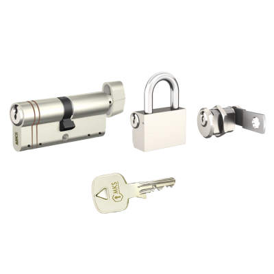 MKS Axis Guard Ortak Anahtarlı Set – 1 Adet Barel, 1 Adet Mobilya Kilidi ve 1 Adet Asma Kilit - MKS Axis Guard