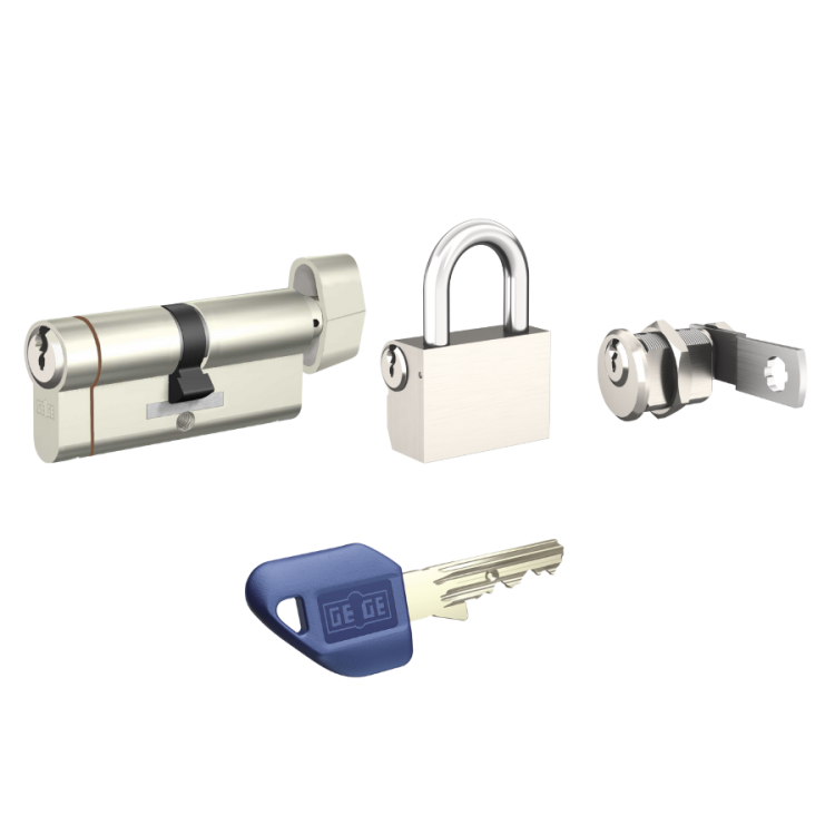 Dormakaba Gege Pextra Plus 3’lü Ortak Anahtarlı Set (Barel + Asma Kilit + Mobilya Kilidi) - 1