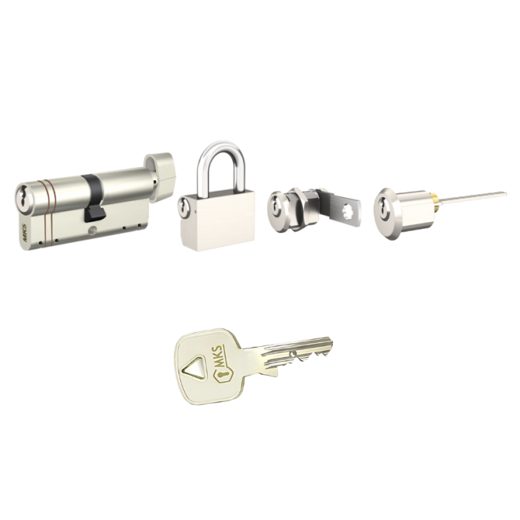 MKS Axis Guard Ortak Anahtarlı Set – 1 Adet Barel, 1 Adet Mobilya Kilidi, 1 Adet Asma Kilit ve 1 Adet Tirajlı Kilit - 1